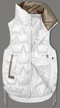 Krótki bezrękawnik damski ze ściąganymi bokami S'West biały (B8358-26)