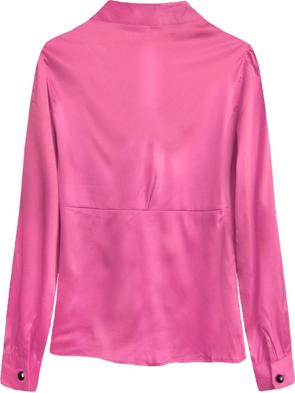 SATYNOWA KOSZULA Z WIĄZANĄ STÓJKĄ AMARANTOWA (X1066X)