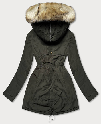 Ciepła damska parka zimowa khaki (w165)