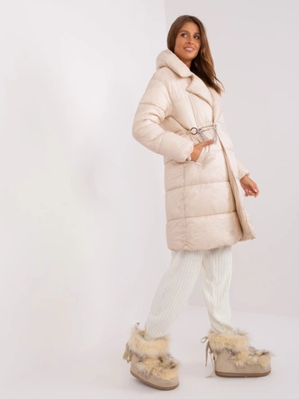 Lekka puchowa kurtka zimowa damska Factory Price jasnobeżowa (TR8310)