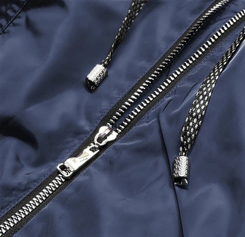 KURTKA DAMSKA Z OZDOBNYMI MANKIETAMI NIEBIESKA (BR8079-72)