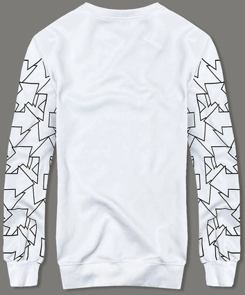 Męska bluza geometryczny wzór biała (8B1111-1)