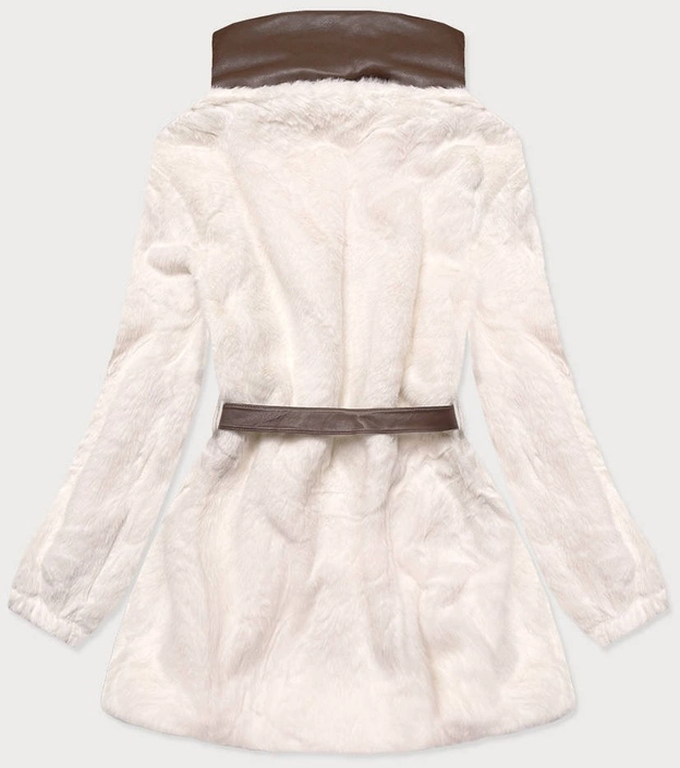 Kurtka futrzana ze stójką ecru (gsq2228)
