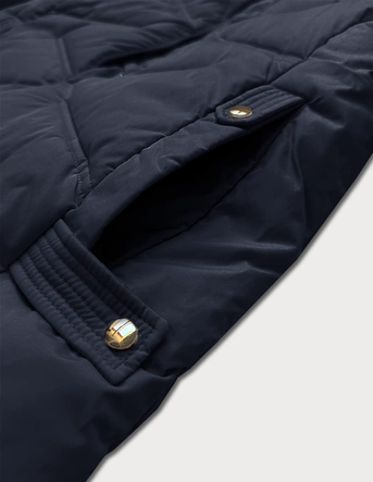 Zimowa kurtka damska z odpinanym kapturem  LHD granatowa (LHD-24577)