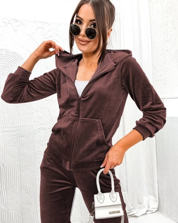 Dres damski z rozpinaną bluzą czekoladowy (829)