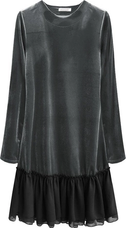 WELUROWA SUKIENKA Z FALBANĄ GRAFITOWA (486ART)