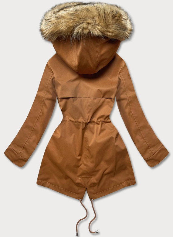 PARKA DAMSKA Z PODPINKĄ KARMELOWA (M-21201)