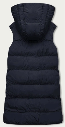 Dwustronny długi bezrękawnik damski granat-czarny (V723)