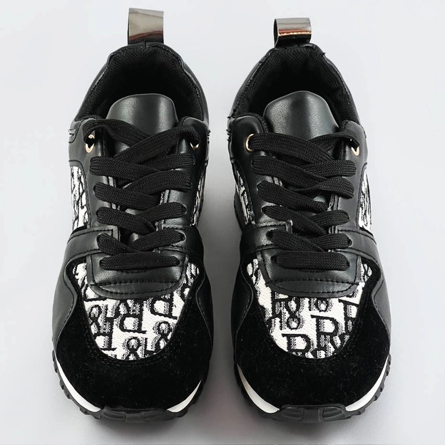 Damskie adidasy na podwyższonej podeszwie czarne (666-20)