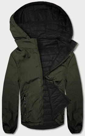 Dwustronna kurtka męska khaki-czarna (84M3012-136)