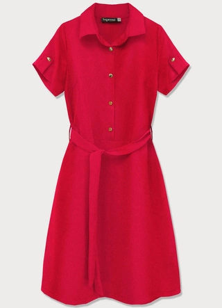 SUKIENKA Z KOŁNIERZYKIEM TYPU SZMIZJERKA CZERWONA (431ART)