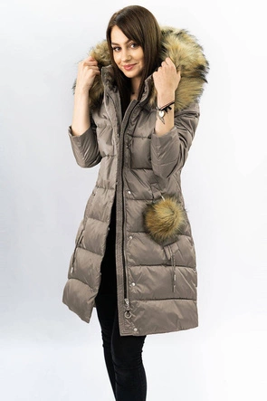 Pikowana damska kurtka zimowa brązowa (gww1988)