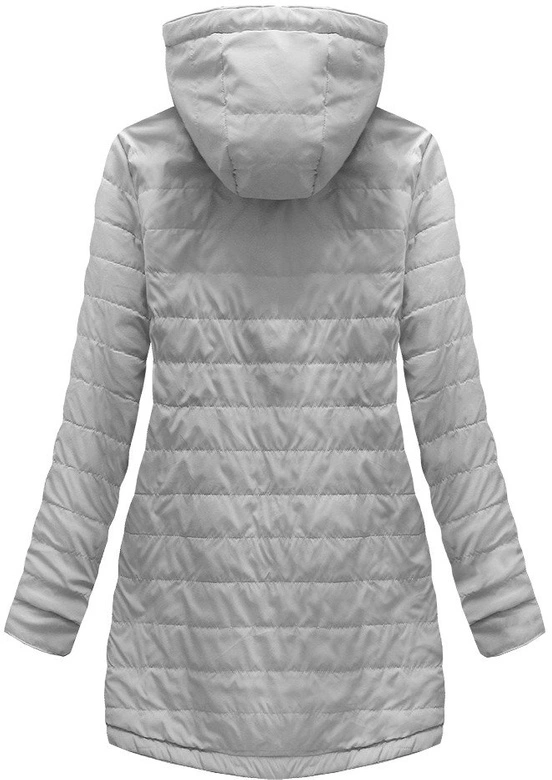 DWUSTRONNA PARKA Z KAPTUREM KHAKI-SZARA (W0232)