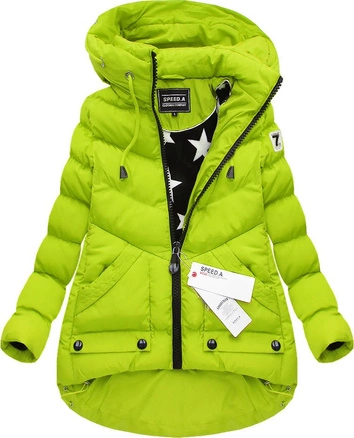 KRÓTKA KURTKA Z KAPTUREM LIMONKOWA (W805)