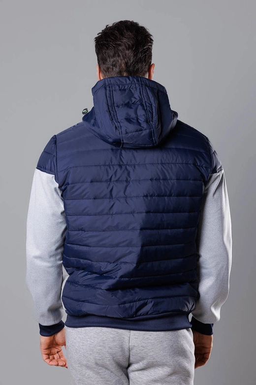 Sportowa kurtka męska z łączonych materiałów granat-limonka (8M901-215)