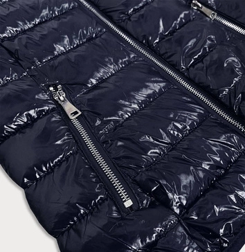 PIKOWANY BŁYSZCZĄCY BEZRĘKAWNIK DAMSKI GRANATOWY (B9563)