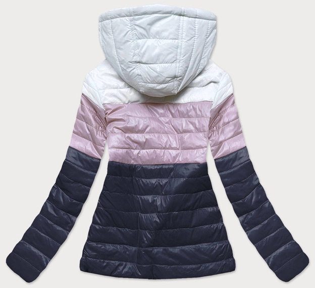 PIKOWANA KURTKA DAMSKA TRZYKOLOROWA BIAŁY/RÓŻ/GRANAT (6313)