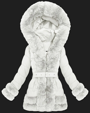 Przejściowa elegancka kurtka z futerkiem S'West jasno-beżowa (B8526-26)