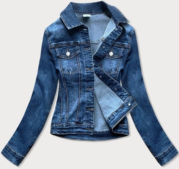 KRÓTKA KURTKA DAMSKA JEANSOWA GRANATOWA (5609-K)