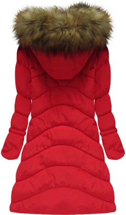 PIKOWANA KURTKA Z KAPTUREM CZERWONA (W592)