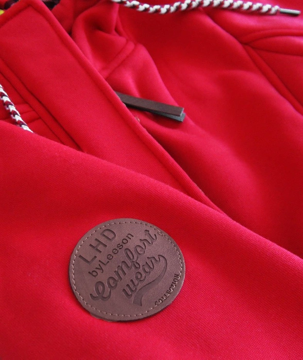 DŁUGA BLUZA DAMSKA Z KAPTUREM CZERWONA (AMG-675)