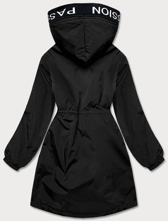 Asymetryczna damska parka czarna (b8001-1)
