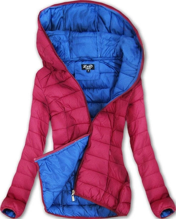 PIKOWANA KURTKA Z KAPTUREM BORDOWA (7092)