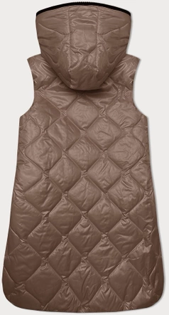 Kamizelka damska z ozdobnym pikowaniem camel (B8230-101)