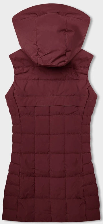 Damski bezrękawnik z kapturem ciemnoczerwony (16M9096-06)