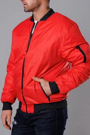 Męska kurtka bomberka z pikowaną podszewką czerwona (AK95-5)