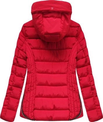 PIKOWANA KURTKA Z KAPTUREM CZERWONA (B2631)
