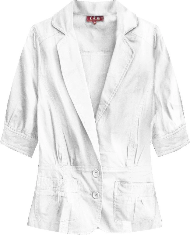 BAWEŁNIANY ŻAKIET Z KRÓTKIM RĘKAWEM BIAŁY (X1022X)