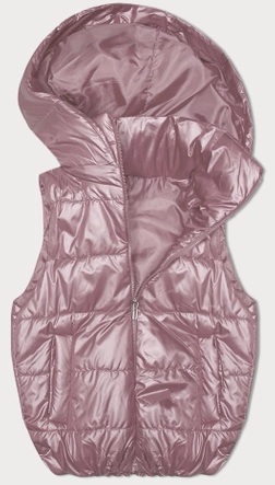 Puchowy bezrękawnik z odpinanym kapturem różowy (B8247-81)