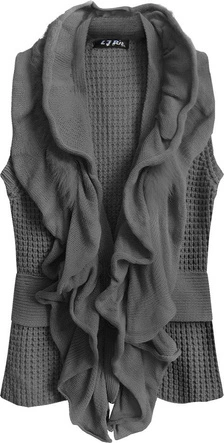 SWETERKOWA KAMIZELKA O GRUBYM SPLOCIE SZARA (1613)