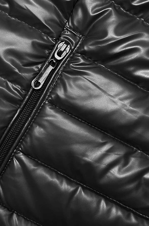 Pikowana kurtka damska ze stójką czarna (16M9110-392)