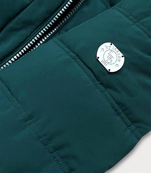 CIEPŁA DWUSTRONNA KURTKA DAMSKA ZIMOWA ZIELONO-GRAFITOWA (M-21315)