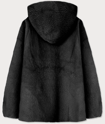 NARZUTKA KURTKA Z KAPTUREM A'LA ALPAKA CZARNA (B3009)