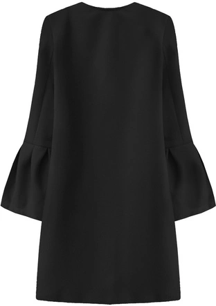 PŁASZCZ Z BUFIASTYMI RĘKAWAMI CZARNY (18133)