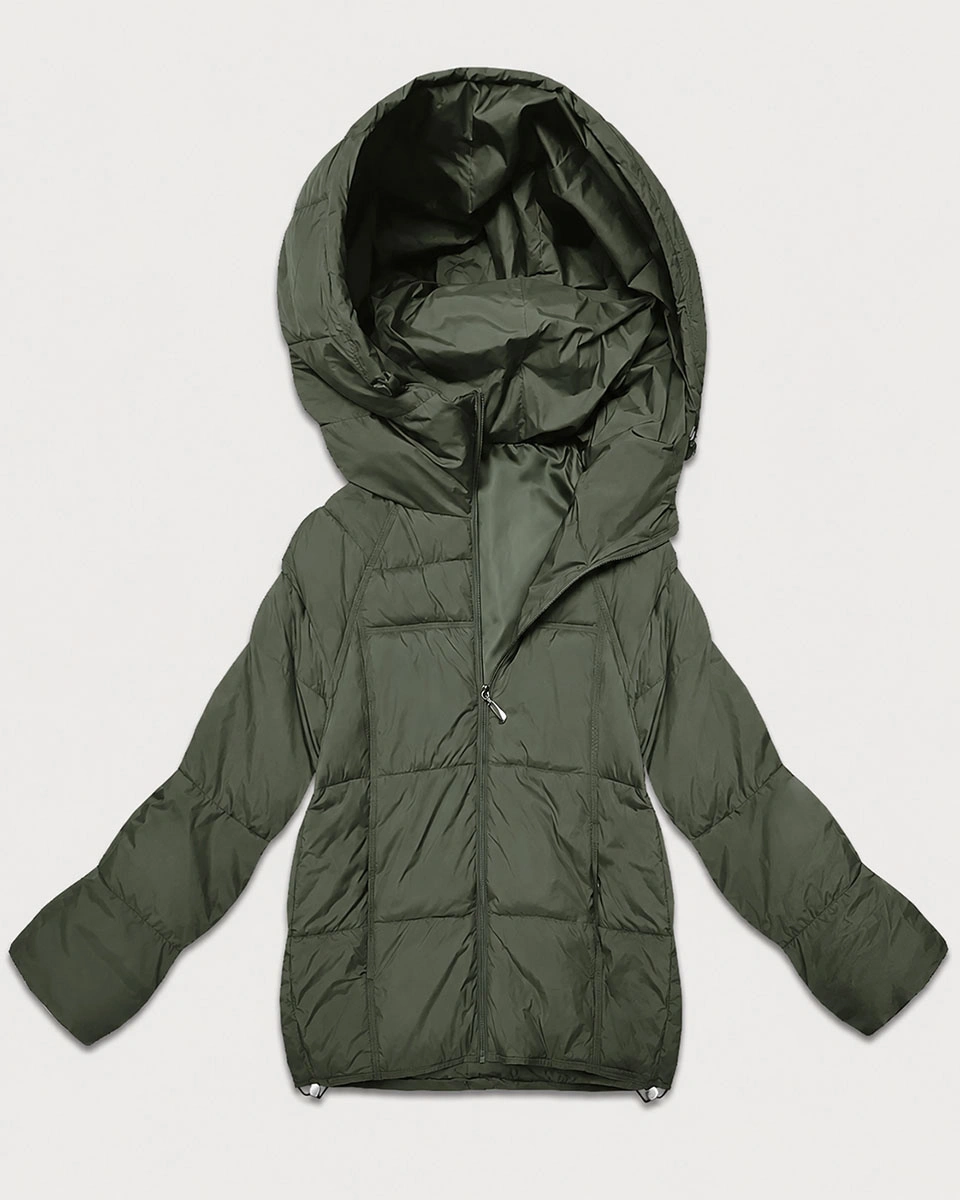 Pikowana damska kurtka przejściowa khaki (B6118/B6119-11)