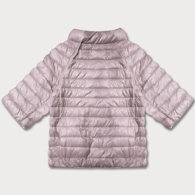 Dwustronna kurtka damska plus size z rękawem 3/4 Minority brudny róż/kwiaty (M23-7010-52)