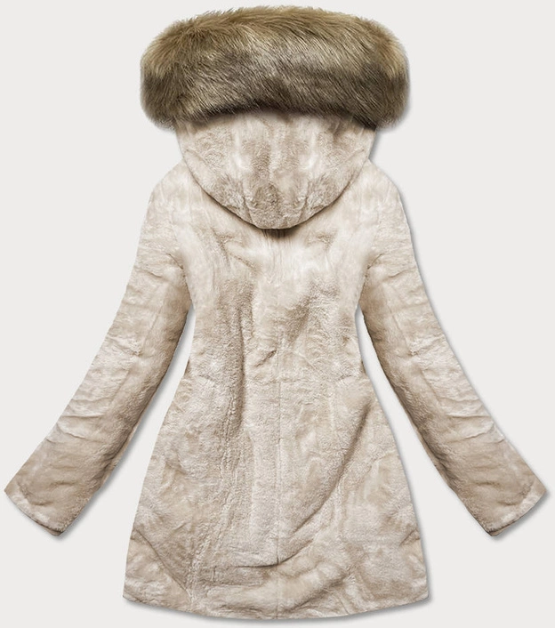 Ciepła kurtka zimowa damska dwustronna beżowa (w610)