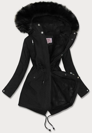 DAMSKA PARKA ZIMOWA NA MISIU CZARNA (W378BIG)