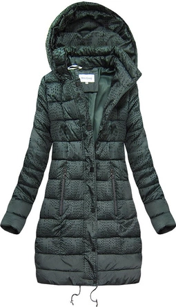 DAMSKA ZIMOWA PIKOWANA KURTKA Z KAPTUREM ZIELONA (J18-003)