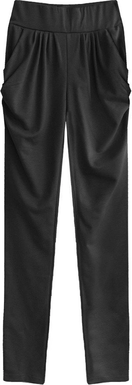 DŁUGIE SPODNIE Z MARSZCZENIAMI CZARNE (2220)