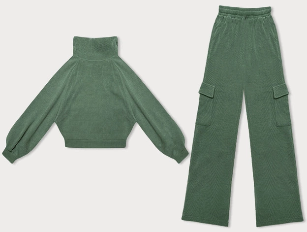 Casualowy komplet ze spodniami typu cargo oliwkowy (AMG-338A)