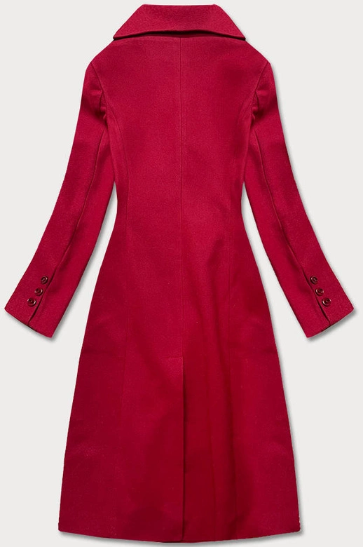 KLASYCZNY DAMSKI PŁASZCZ NA GUZIKI BORDOWY (2713)