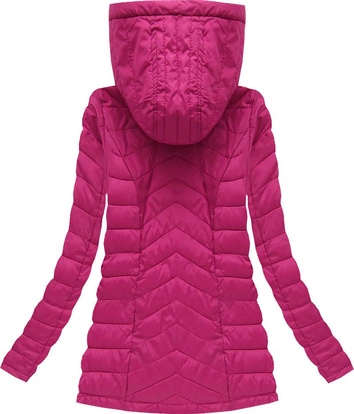 PIKOWANA KURTKA Z KAPTUREM AMARANTOWA (W622BIG)