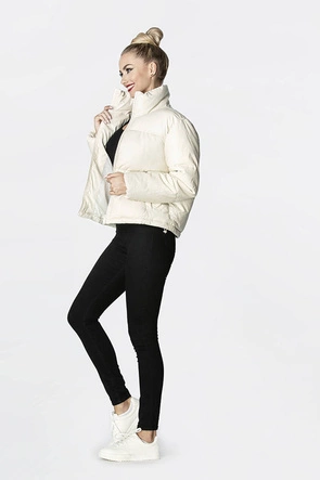 Krótka kurtka damska ze skóry ekologicznej ecru (202016)