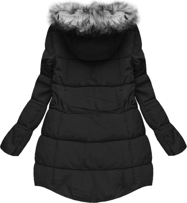 PIKOWANA KURTKA Z KAPTUREM CZARNA (W803)