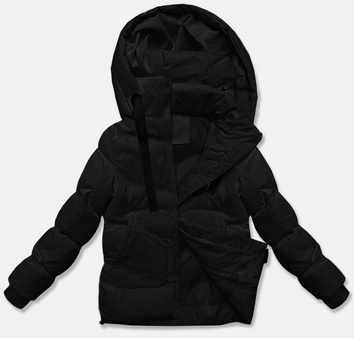 Gruba zimowa kurtka damska ze strukturalnego materiału J Style czarna (5M3251-392)